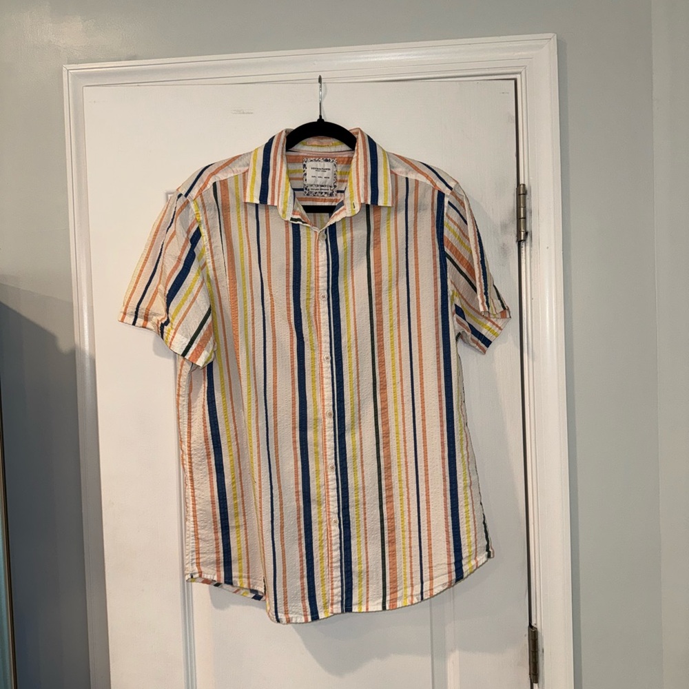 Denim & Flower Red and Orange Casual Button Down Shirt